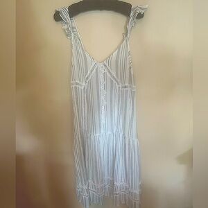 ASOS Blu/whiteStripe Peasant Dress w/embroidery Detail Sz US 10